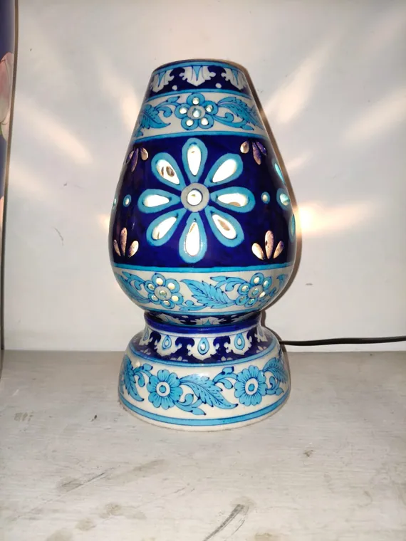 Illuminated Blossom Urn — handmade Jaipur blue pottery from the Vases & Urns collection