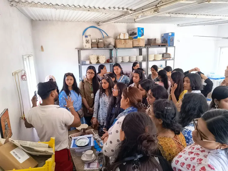 Finishing — blue pottery craft stage in the Sagar Blue Art Pottery workshop