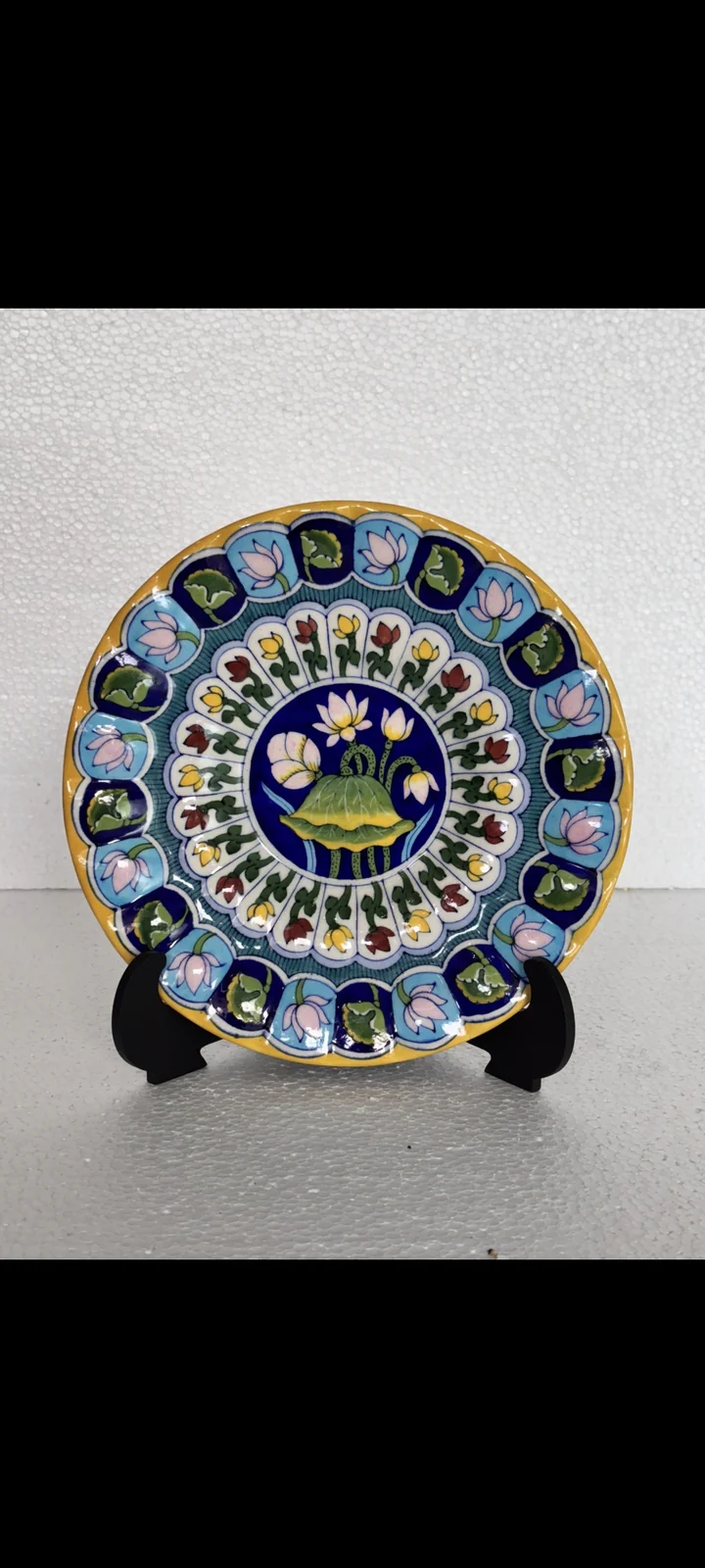 Ornamental Panel Plate — handmade Jaipur blue pottery by Sagar Blue Art Pottery