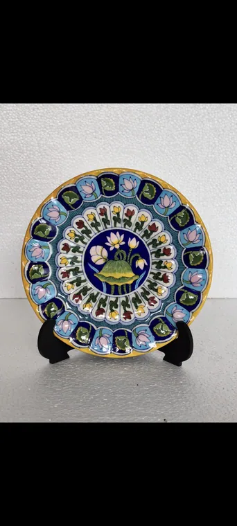 Ornamental Panel Plate — handmade Jaipur blue pottery from the Plates & Wall Art collection