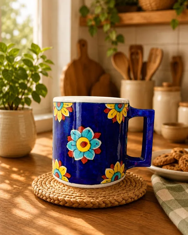 Mugs & Cups — handmade Jaipur blue pottery