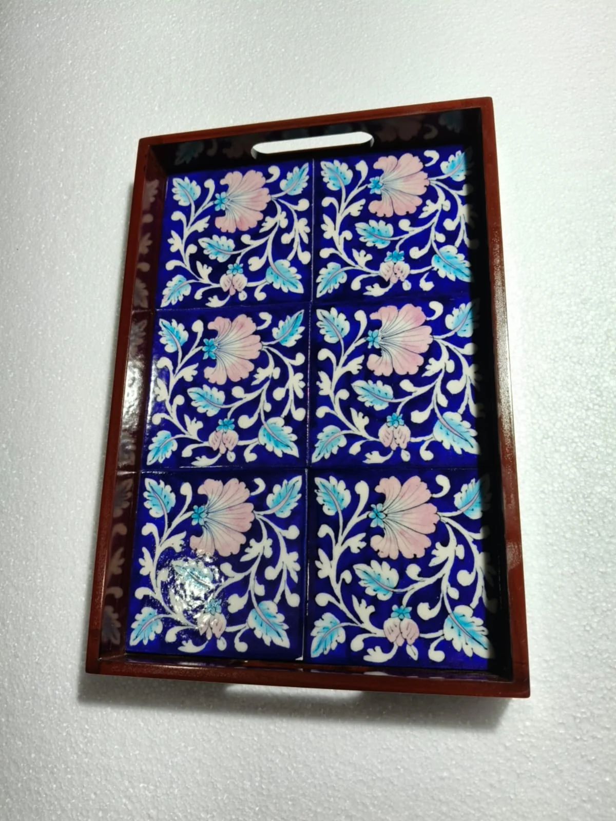 Tiled Serving Tray — handmade Jaipur blue pottery by Sagar Blue Art Pottery