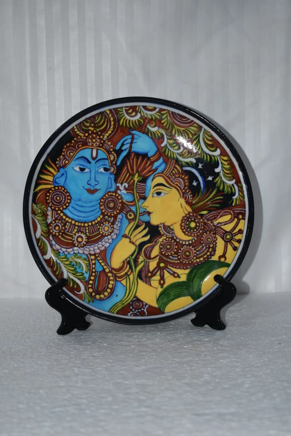 Radha Krishna Miniature Plate — handmade Jaipur blue pottery by Sagar Blue Art Pottery