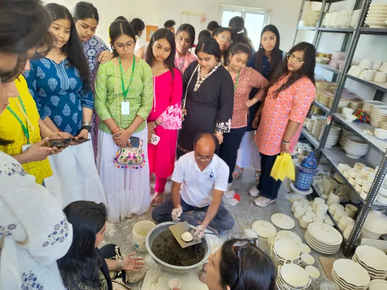 Blue pottery in progress — workshop photograph 8