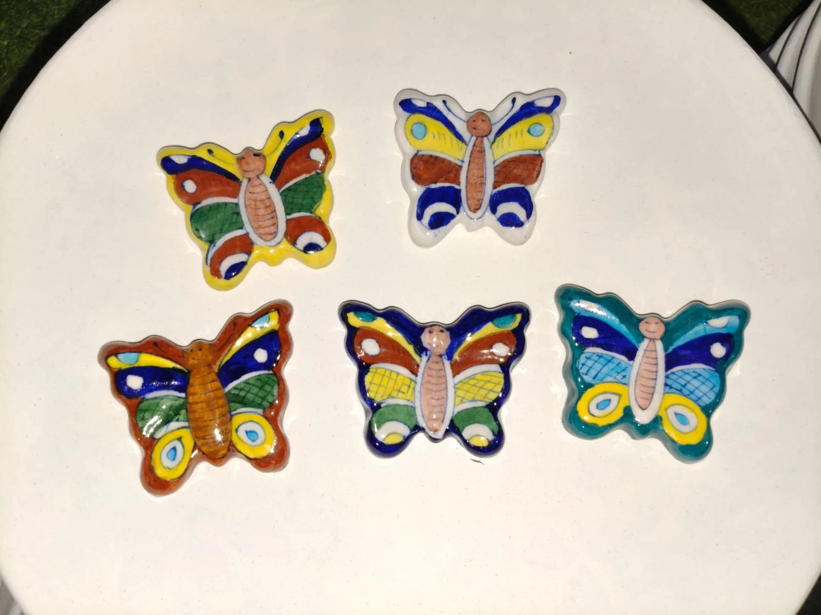 Butterfly Fridge Magnets — handmade Jaipur blue pottery by Sagar Blue Art Pottery